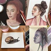 Latest portraits . Un proyecto de Dibujo, Ilustración naturalista				, Dibujo a lápiz, Dibujo realista y Pintura a la acuarela de Emma Niemans - 16.03.2021