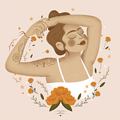 Meu projeto do curso: Retrato ilustrado com elementos botânicos. Artistic Drawing, Portrait Drawing, Traditional illustration, and Botanical Illustration project by Mariana Abbade - 03.16.2021