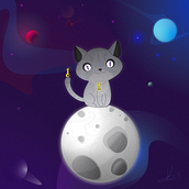Gato de los seuños. Digital Illustration project by Juan Blancas Escobedo - 03.18.2021