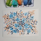 Blue florals . Un proyecto de Pintura a la acuarela de Ellie Anne - 18.03.2021