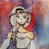 Lune (if the Moon was a woman). Watercolor Painting, Character Design, Drawing, Artistic Drawing, and Manga project by Marine Beucher - 03.19.2021