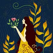 My project in Flat Illustration with Photoshop course is woman and nature :-) . Ilustrasi tradisional proyek oleh Juliette B - 03.25.2021