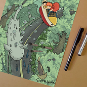 Ilustración de Ponyo. Un progetto di Animazione, Animazione 2D, Animazione di personaggi, Disegno a matita e Disegno digitale di Sloth Wink - 19.03.2021
