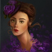 Lady Purple [Digital Fantasy Portraits with Photoshop course]. Traditional illustration project by cyrielle_bouiges - 03.20.2021