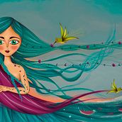 Mujer de agua... florecimiento. Digital Illustration project by Melissa Moreno Hernandez - 03.10.2021