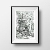 Kumano Nachi Taisha. Un proyecto de Arquitectura, Bellas Artes, Ilustración arquitectónica e Ilustración con tinta de Alba Sanfulgencio - 22.03.2020