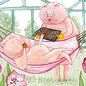 Summer vacation with grandma. Children's Illustration, Stor, telling, and Watercolor Painting project by Emma Möller - 04.10.2020