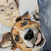 A boy and his friend. Un proyecto de Pintura a la acuarela de babette_dobbenie - 22.03.2021