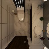 Powder room proposal. 3D Modeling, Architecture & Interior Design project by Charlotte Pacun - 03.24.2021