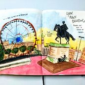 Lyon, Place Bellecour. Gouache Painting project by Claire de R - 03.24.2021