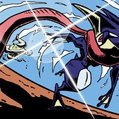 Greninja - Gurren Lagann Eyecatch. Traditional illustration project by Sebastián Millar Vargas - 03.25.2021