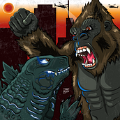Kong Vs Godzilla. Vector Illustration project by Irving Navarro - 03.25.2021