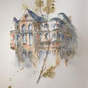 Nueremberg House. Ink Illustration, and Watercolor Painting project by cttporky - 03.26.2021