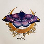 Borboleta mágica lunar. Un proyecto de Creatividad, Ilustración tradicional, Ilustración botánica, Pintura y Pintura a la acuarela de ana beatryz - 06.08.2020