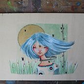 qui Mi Proyecto del curso: Acuarela sobre madera. Portrait Drawing project by manuinchina - 03.28.2021