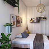 Diseño interior de dormitorio estilo boho chic . Interior Architecture, Decoration, Design, Interior Design & Interior Decoration project by Lilieth Peraza - 03.28.2021