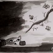 Meu projeto do curso: gatinho com borboletas Ein Projekt aus dem Bereich Illustration mit Tinte von co_picarelli_elisa_15 - 02.04.2021