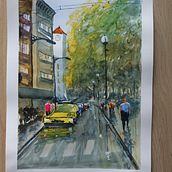 My project in Urban Landscapes in Watercolour course. Watercolor Painting project by Peter Downey - 03.29.2021