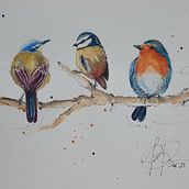 Ptaszki dla Basi. Watercolor Painting project by b.piwowarczyk - 03.29.2021