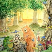 Evening with friends. Children's Illustration, and Sketchbook project by Coral Art - 04.02.2021