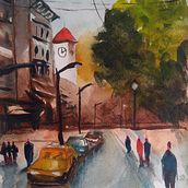 My project in Urban Landscapes in Watercolor course. Un progetto di Pittura ad acquerello di Kisieva Olga - 21.04.2021