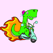 Dino Scooter. Artistic Drawing, Digital Drawing, and Digital Illustration project by Mcky - 03.30.2021