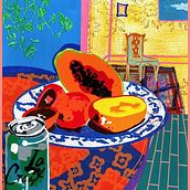 Un Still life tropical Serigraph Collage 8" x 11" 2020. Collage, Traditional illustration, and Screen Printing project by Maria - 04.01.2021