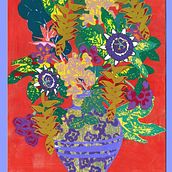 Spring bouquet III Serigraph Collage 8.5" x 11" 2020. Botanical Illustration, Collage, and Screen Printing project by Maria - 04.01.2021