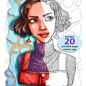 Color Book - portrait - realistic style - 20 pages. Projekt z dziedziny R, sunek botaniczn, Komiks, Concept art, R, sunek c, frow, Ilustracja c, frowa, Malarstwo c, frowe,  R, sunek, Trad, c, jna ilustracja, Ilustracja naturalist, czna, Pattern design i Portret użytkownika Dora Mode - 01.04.2021