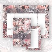 Stationery Kit | Pink and Ink Collection. Un proyecto de Diseño, Diseño de producto, Ilustración tradicional, Ilustración botánica, Ilustración con tinta, Pintura y Pintura a la acuarela de Vera Zhurbá - 02.04.2021