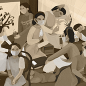 'Enjoying tea' inspired by Vietnamese antique paintings. Een project van Traditionele illustratie van Amy Phan - 02.04.2021