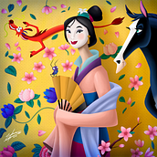 FanArt de Mulan basada en la obra de Gustav Klimt. Un proyecto de Ilustración digital e Ilustración tradicional de Sonia Viridiana Cruz Dorantes - 01.08.2021
