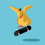 Pollos patineteros. Desenho digital e Ilustração tradicional projeto de Dani B. - 02.04.2021