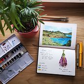 My project in Watercolor Travel Journal course : Lindos. Botanical Illustration, Traditional illustration, and Watercolor Painting project by Marilyn Richter - 04.03.2021