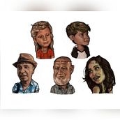 Caricaturas a lápiz y coloreado digital. . Pencil Drawing, Portrait Drawing, Digital Drawing, and Digital Illustration project by Patricia Moreno García - 04.03.2021