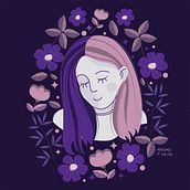 Mi Proyecto del curso: Retrato ilustrado con elementos botánicos. Projekt z dziedziny Ilustracja c i frowa użytkownika Abigail Pérez Mejía - 03.04.2021