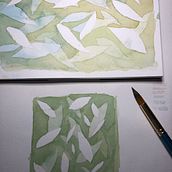 Proyecto final: Print botánico en negativo.. Un proyecto de Bocetado, Ilustración tradicional, Ilustración botánica, Pattern Design y Pintura a la acuarela de Angel Peto - 28.10.2020