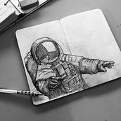 Astronauta perdido . Desen, Desen în creion și Desen artistic de Edgar Campos May - 04.04.2021