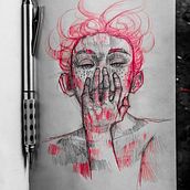 Fire portrait . Desen, Desen în creion, Desen artistic și Desen de portret de Edgar Campos May - 04.04.2021