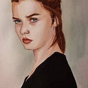 Portrait à l'aquarelle d'après une photo (couleurs modifiées par photo prise avec le téléphone). Merci Sol ! Cours très instructif !. Projekt z dziedziny Malowanie akwarelą użytkownika Nathalie - 04.04.2021