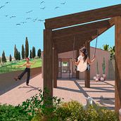 a house in Israel. Architectural Illustration, Architecture, Collage, Interior Design, Graphic Design, Digital Architecture, Interior Architecture, L, and scape Architecture project by Olga Shuvlov - 04.04.2021