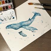 Azul 💙. Fine Arts, Drawing, Artistic Drawing, Product Design, Traditional illustration, Ink Illustration, Children's Illustration, Naturalistic Illustration, Painting, and Watercolor Painting project by Maialen Lleó - 04.04.2021