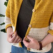 My Top-Down Project: Yellow-white colour blocked spring cardigan. Crochet project by Gina - 04.04.2021