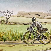 Bike packing Portugal. Drawing, Ink Illustration, Sketching, and Watercolor Painting project by Wayne Strong - 04.05.2021
