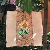 Tote Bag de Yute y Corcho. Embroider, Sewing, and Design project by Noelia Hernández González - 05.11.2020