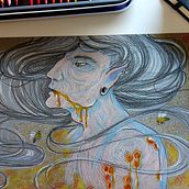 honey. Un projet de Dessin artistique, Conception de personnages, Dessin, Illustration traditionnelle, Dessin au cra, on , et Dessin de portrait de Kimi Frank - 01.11.2017