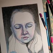(Not finished)My project in Chiaroscuro Creative Portrait with Pencils course. Artistic Drawing project by Juli Tokarenko - 04.07.2021