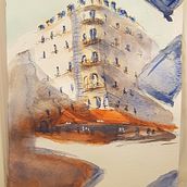 My project in Architectural Sketching with Watercolor and Ink course. Architecture, and Watercolor Painting project by Letizia Montagnani - 04.07.2021
