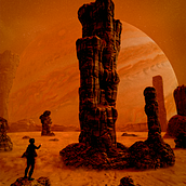 Ilustración fantástica 3D con Blender: Desierto espacial. Un proyecto de 3D de Seba Torresi - 08.04.2021