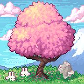 Pixel Art Hanami. Pixel Art project by aitanamdc - 04.05.2021